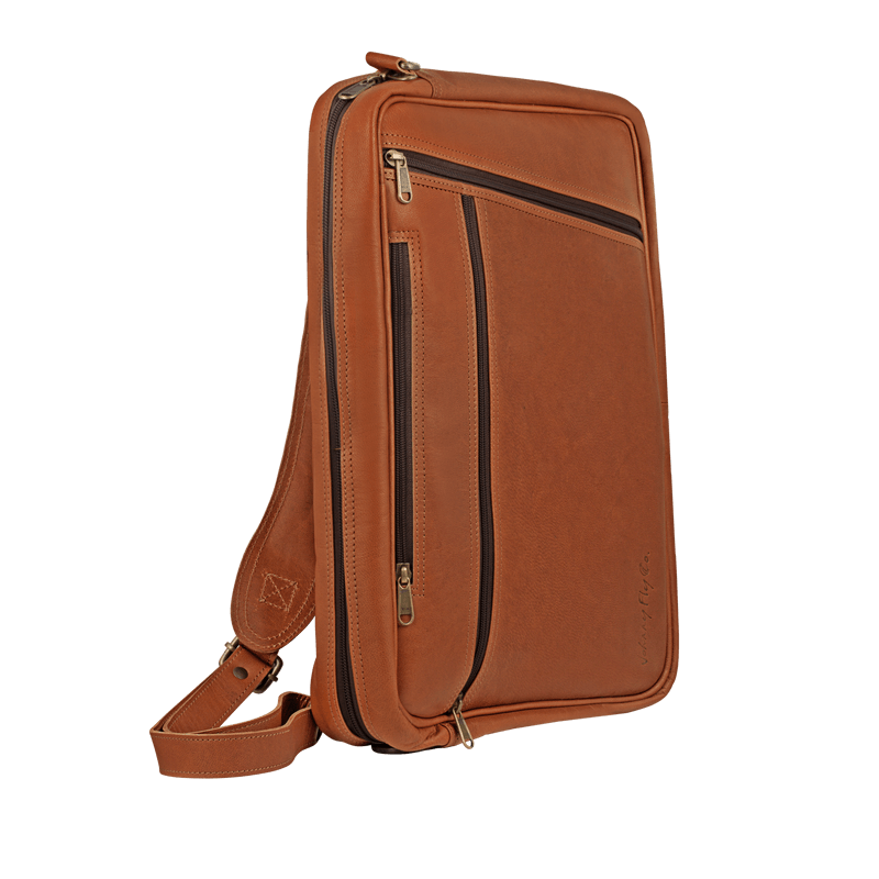 Johnny Fly Co. convertible backpack messenger heren bruin zijkant