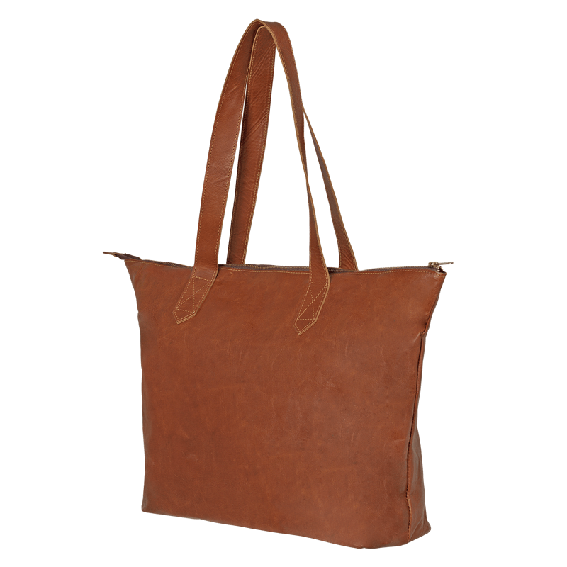 Johnny fly co. laptop tote 15" bruin zijkant