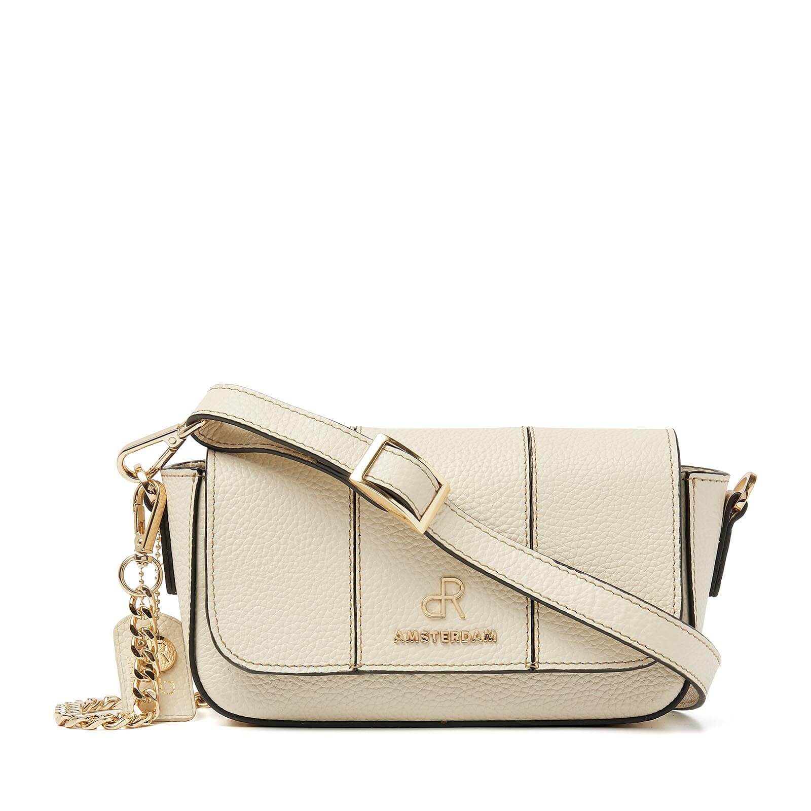 dR Amsterdam leren crossbody tas Mint voor dames 11037120 beige