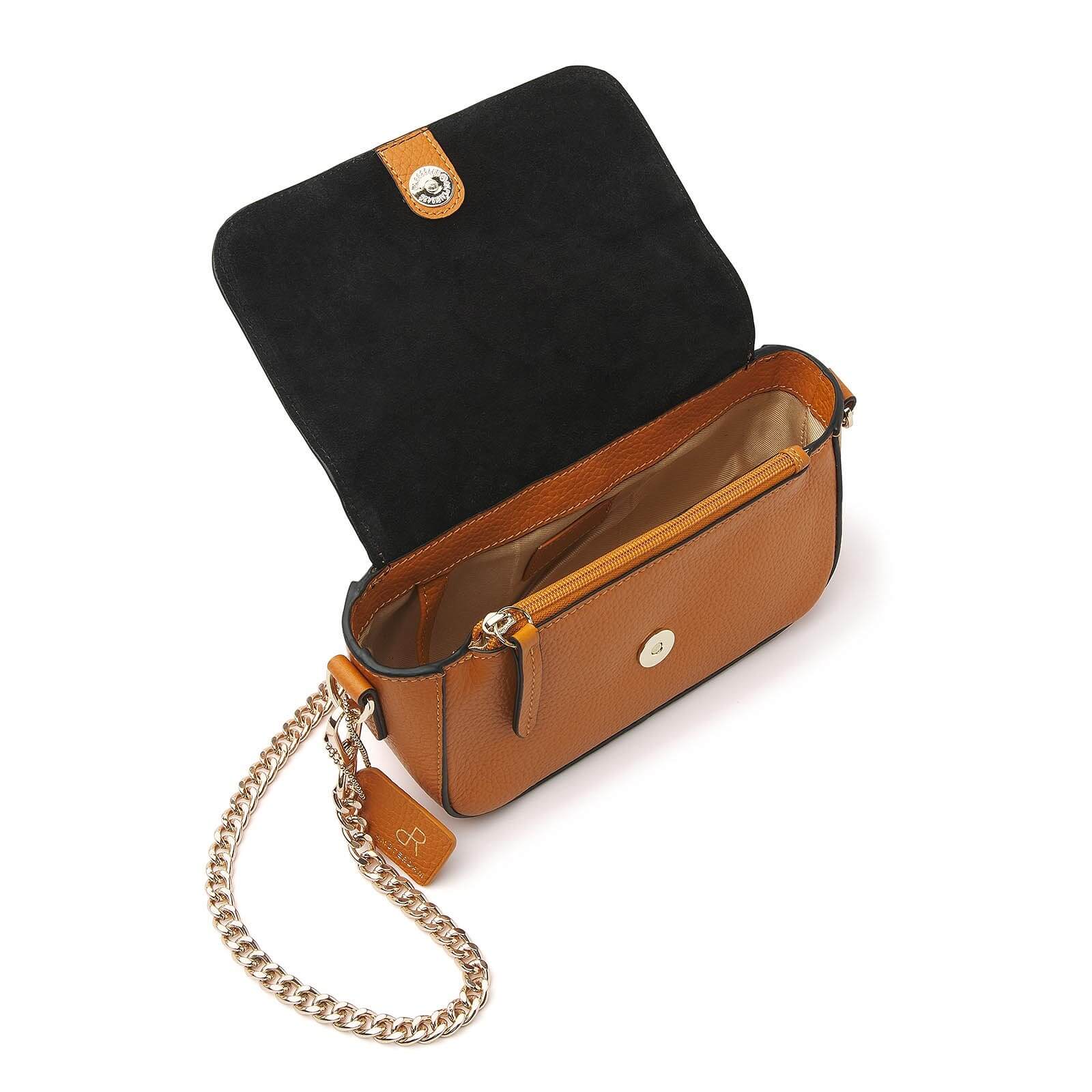 dR Amsterdam leren crossbody tas Mint voor dames 11037120 oranje binnenkant