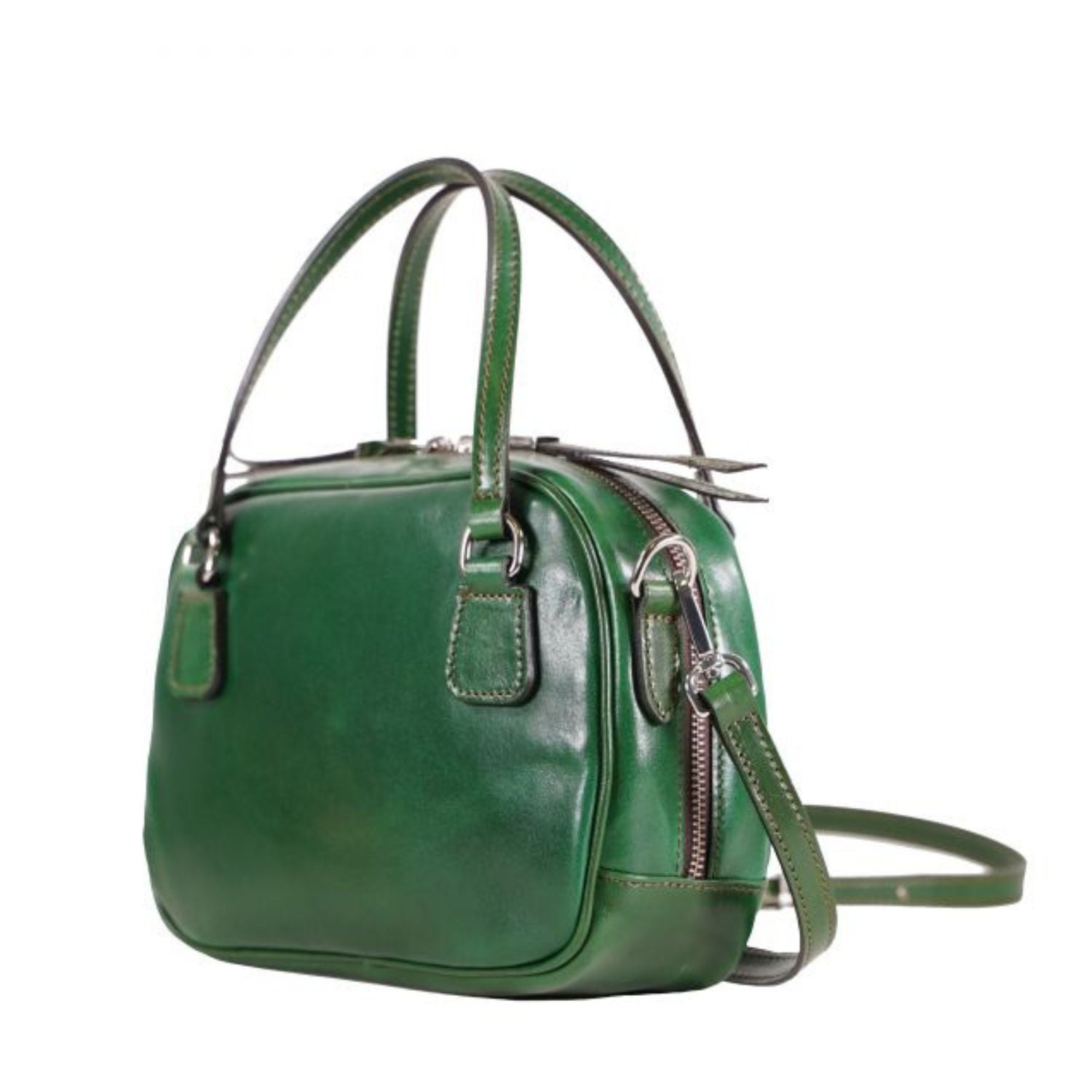 Chiarugi leren handtas Classic voor dames 3567 groen achterkant