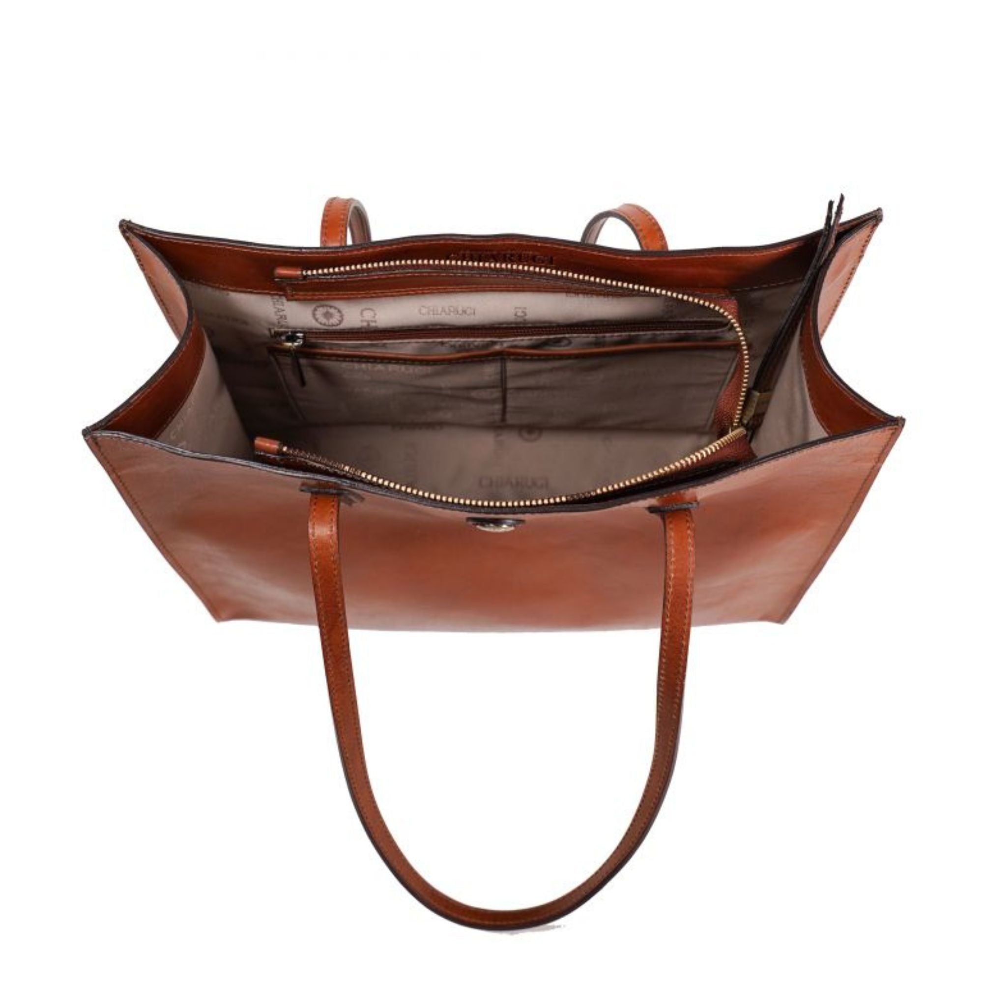 Chiarugi leren shopper Classic voor dames 3603 bruin binnenkant