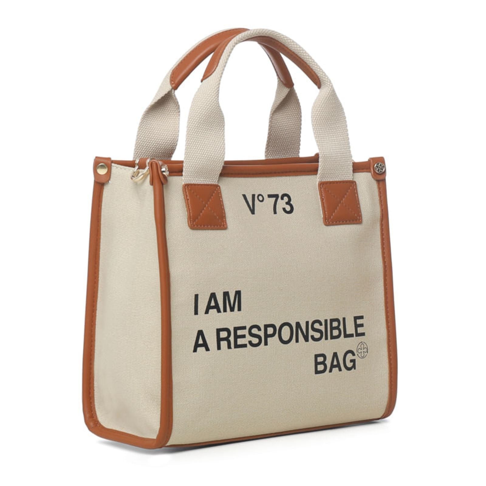 V°73 Handtas RESPONSIBILITY voor dames 73BS6AF02 BIS NATURAL / LEATHER zijkant