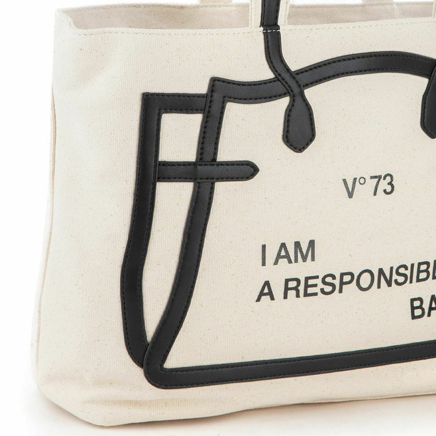 V°73 Shopper RESPONSIBILITY MUST voor dames 73BS7UH01 naturale nero zijkant