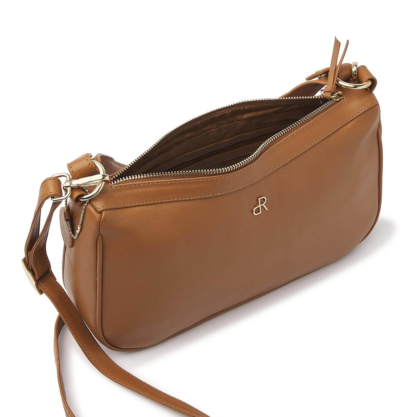 dR Amsterdam leren handtas Faggio voor dames 903708 cognac binnenkant