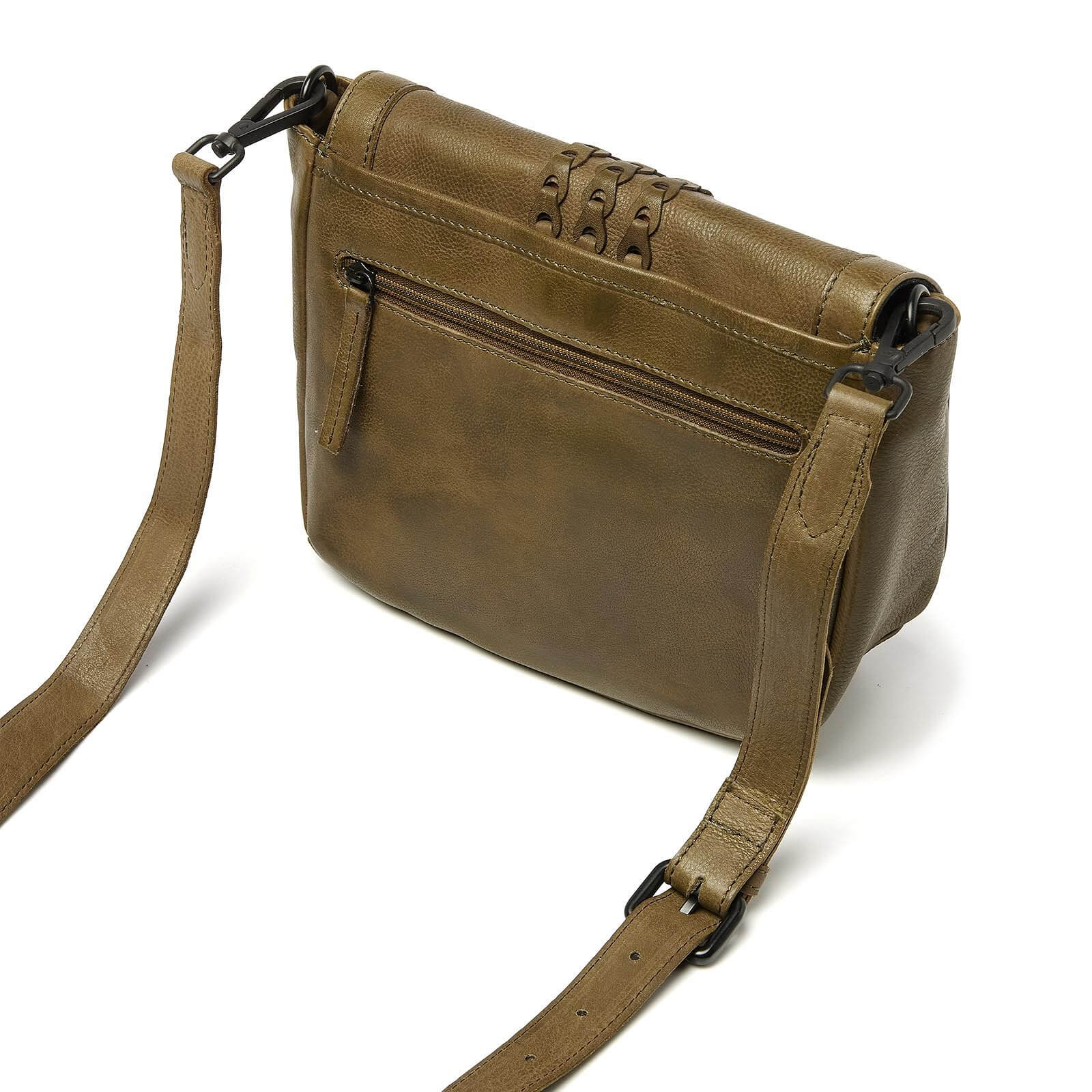 dR Amsterdam leren crossbody tas Tampa voor dames 933719 groen achterkant