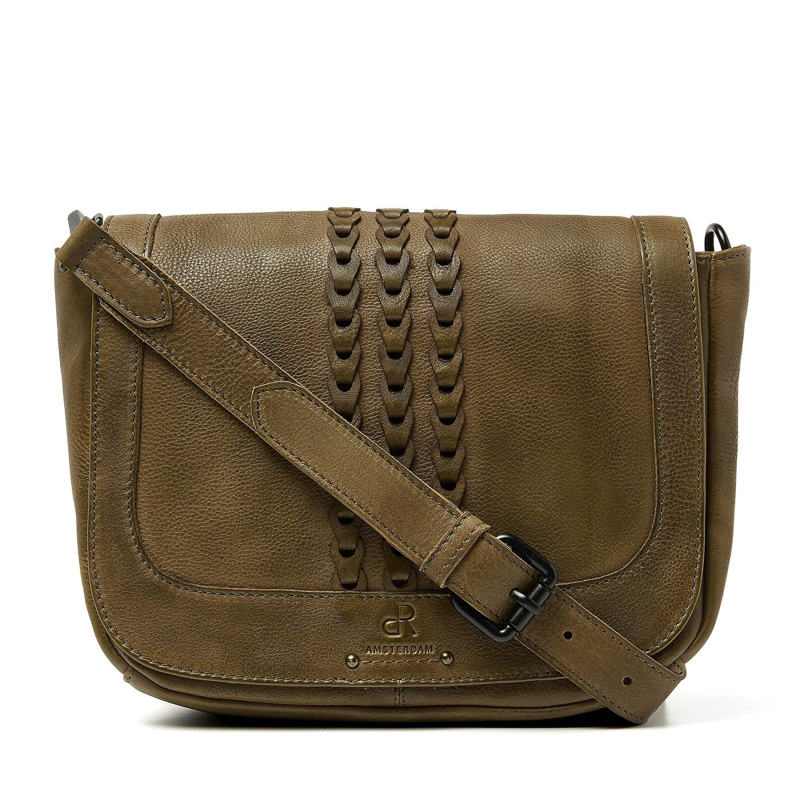 dR Amsterdam leren crossbody tas Tampa voor dames 933719 groen