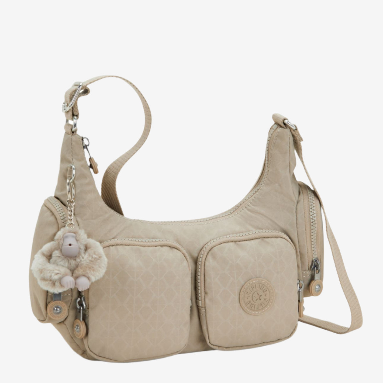 Kipling crossbodytassen dames Rikka S KPKI516496A1 Signature Beige Emb zijkant