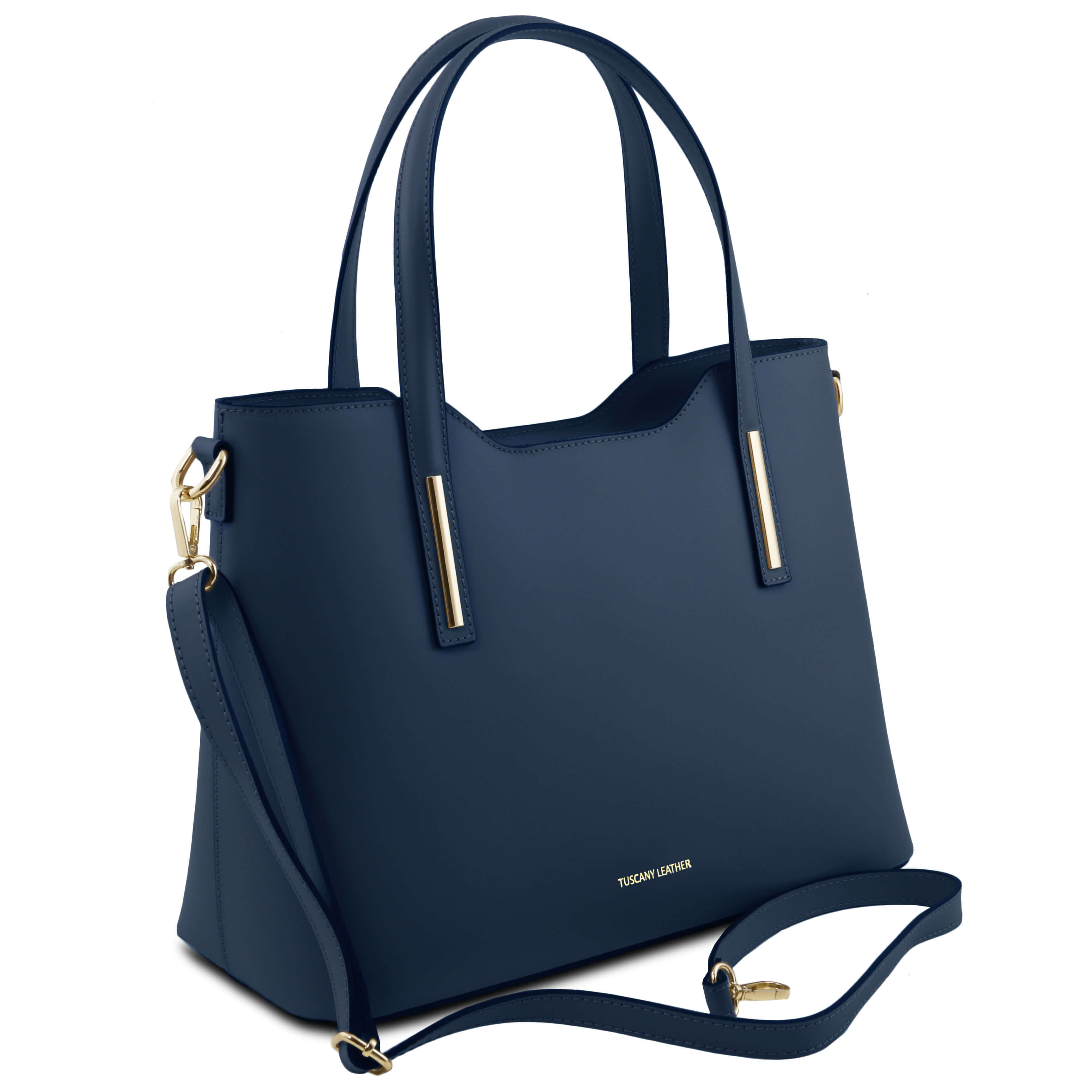 Tuscany Leather shoppers dames Olimpia TL141412 donkerblauw zijkant