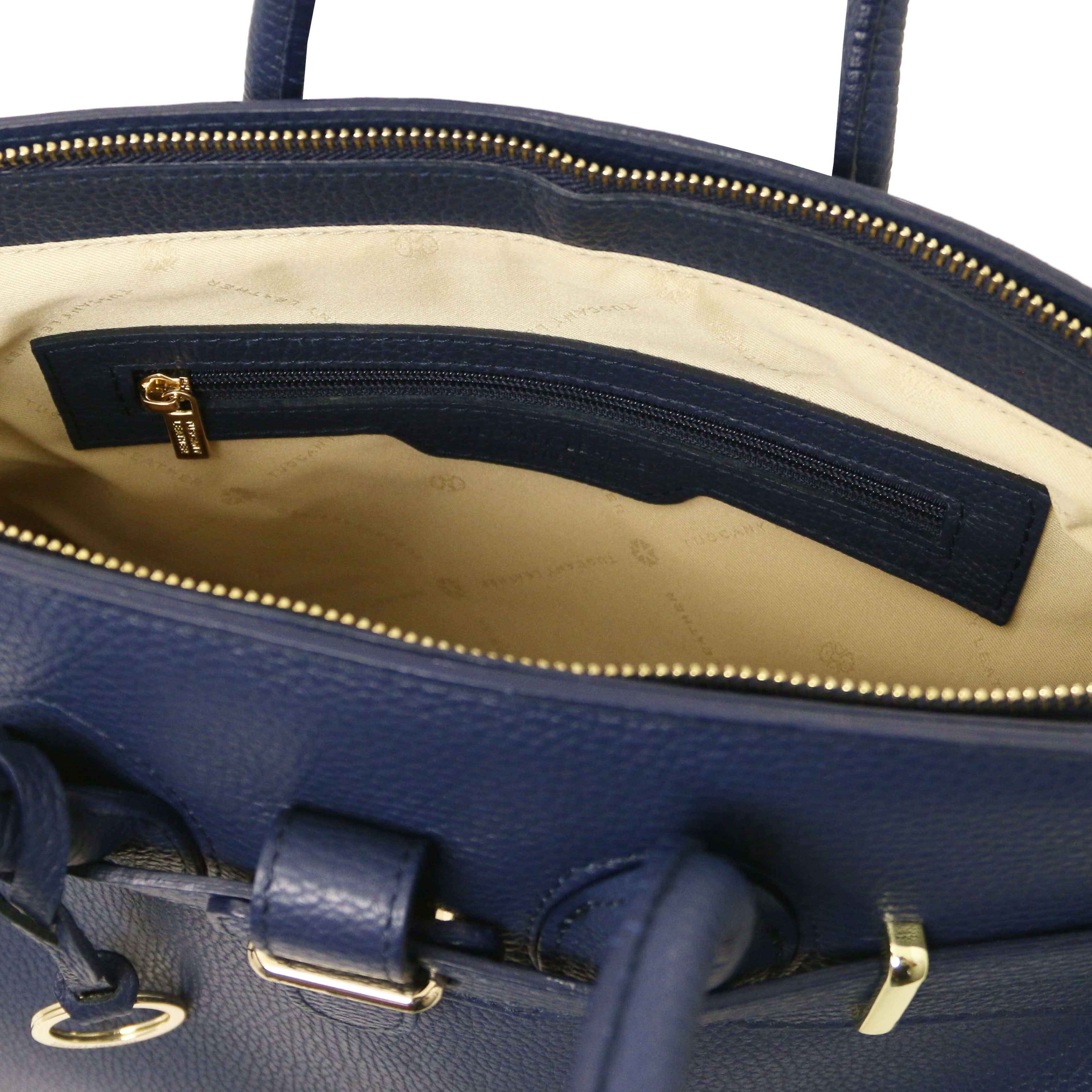 Tuscany Leather handtassen dames TL Bag TL141529 donkerblauw binnenkant