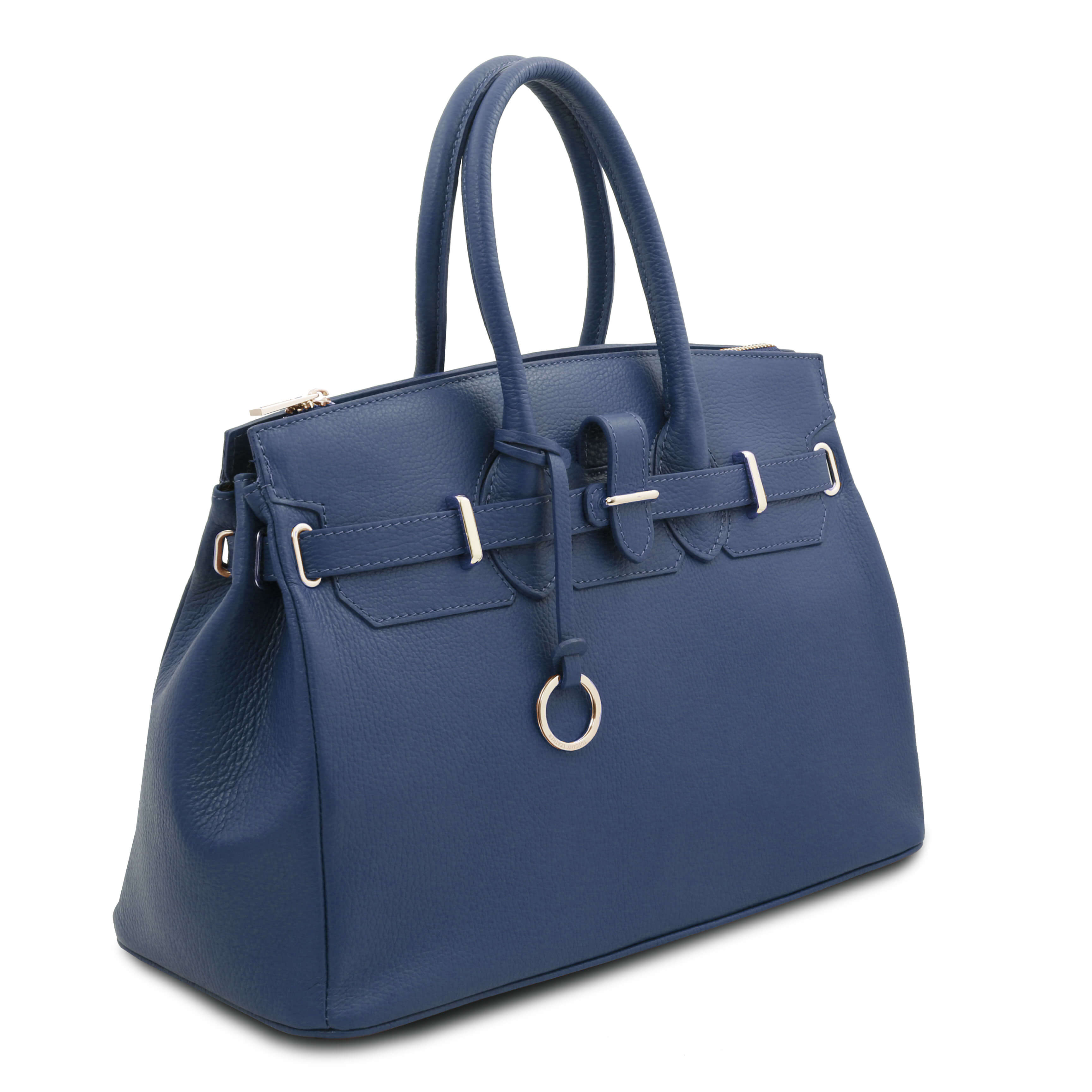 Tuscany Leather handtassen dames TL Bag TL141529 donkerblauw zijkant