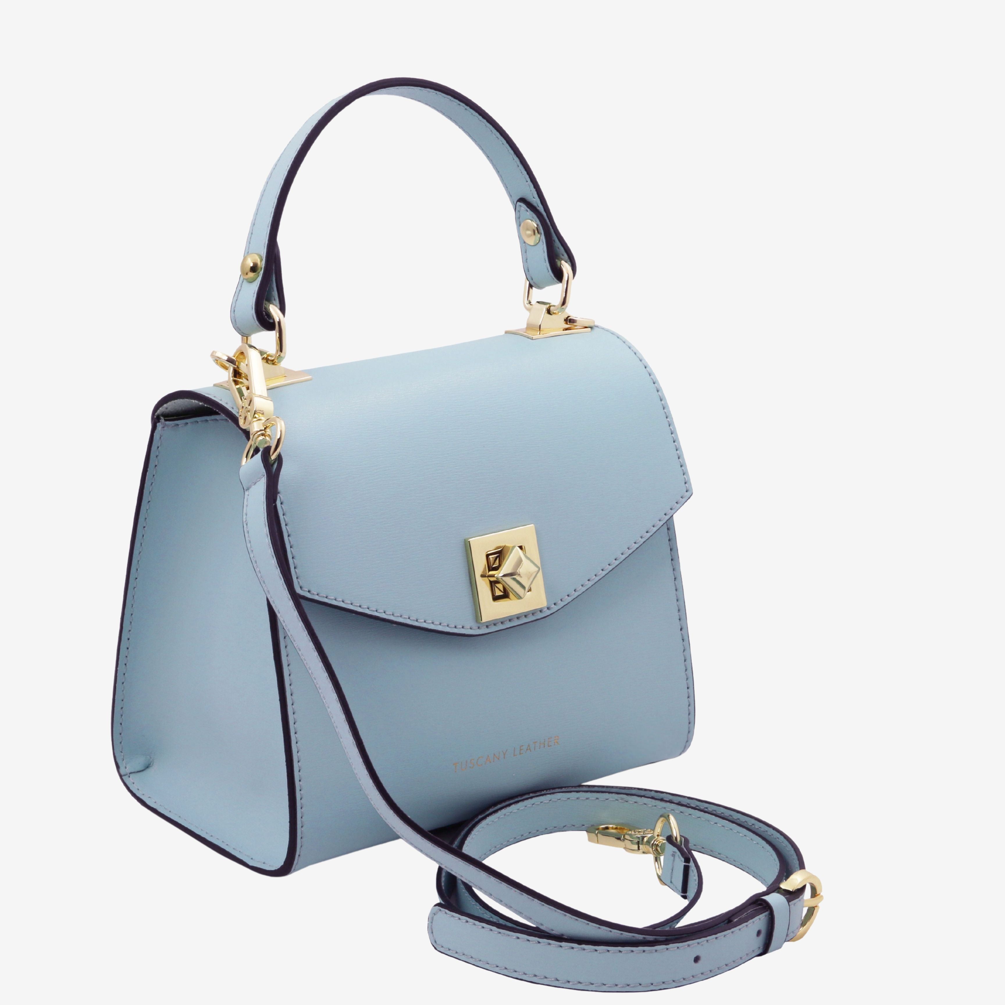 Tuscany Leather handtassen dames TL Bag TL142203 light blue zijkant