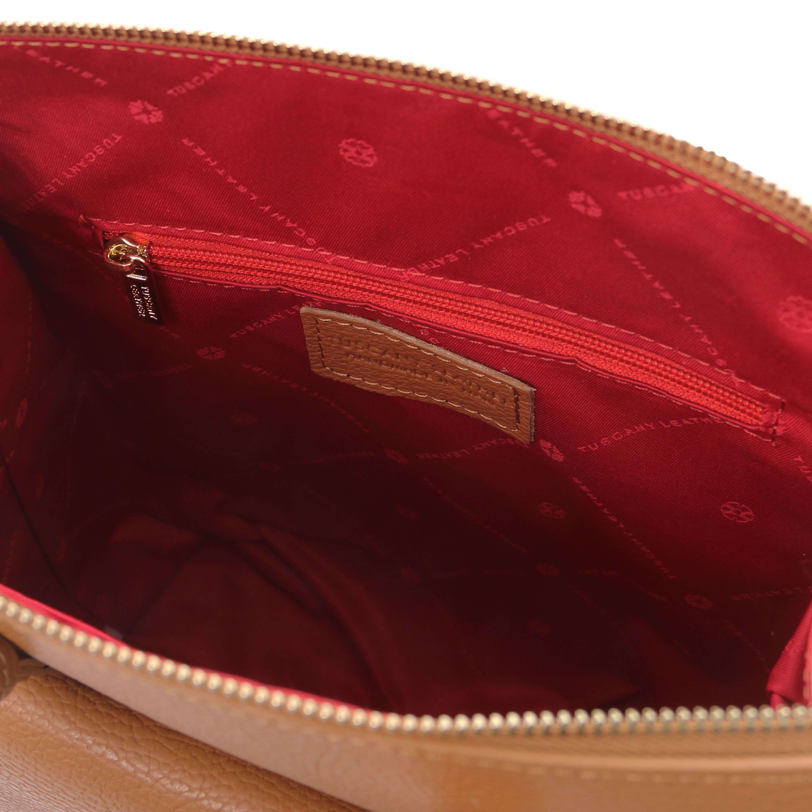 Tuscany Leather rugtassen dames TL Bag TL142211 cognac binnenkant