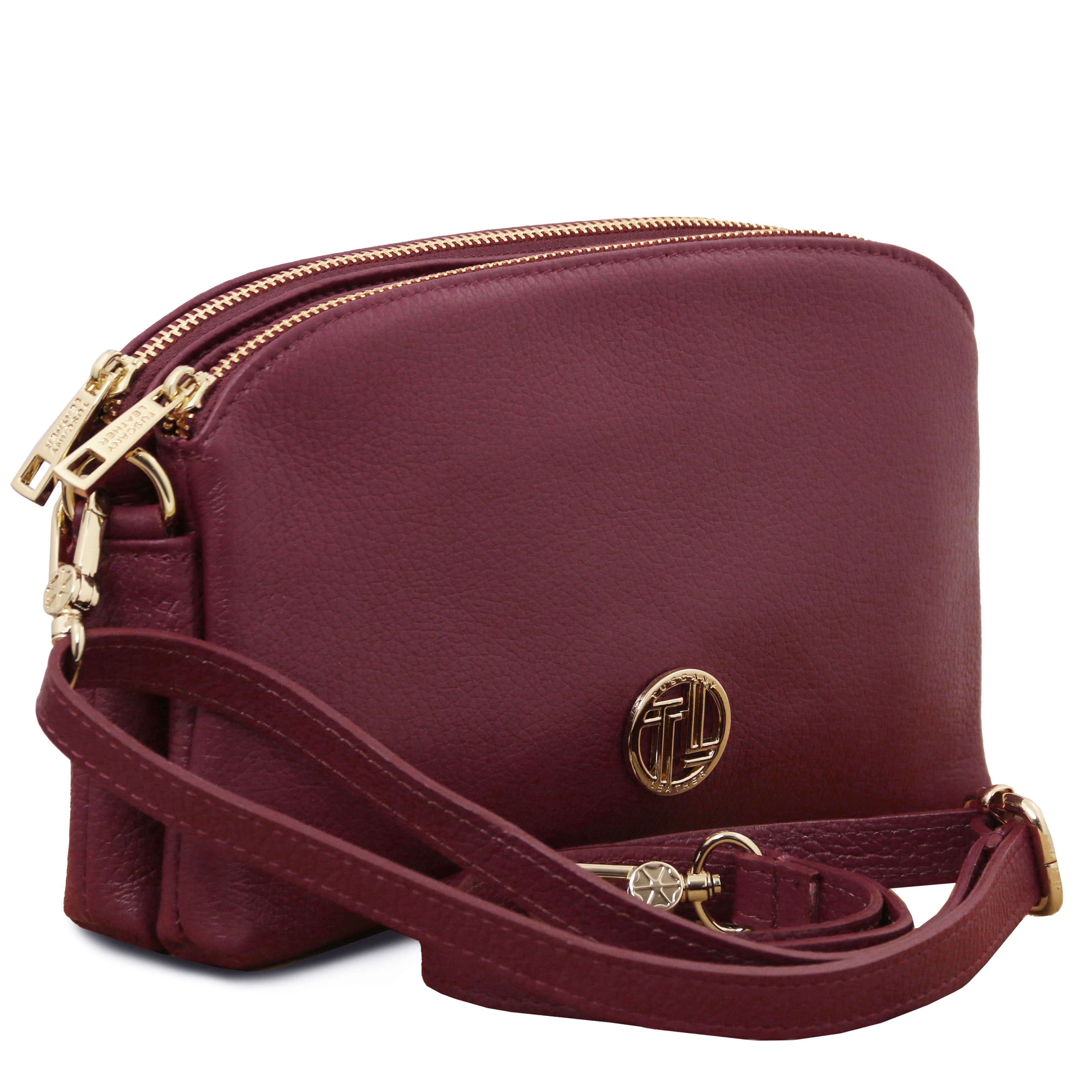 Tuscany Leather leren crossbody tas LILY voor dames TL142375 bordeaux zijkant