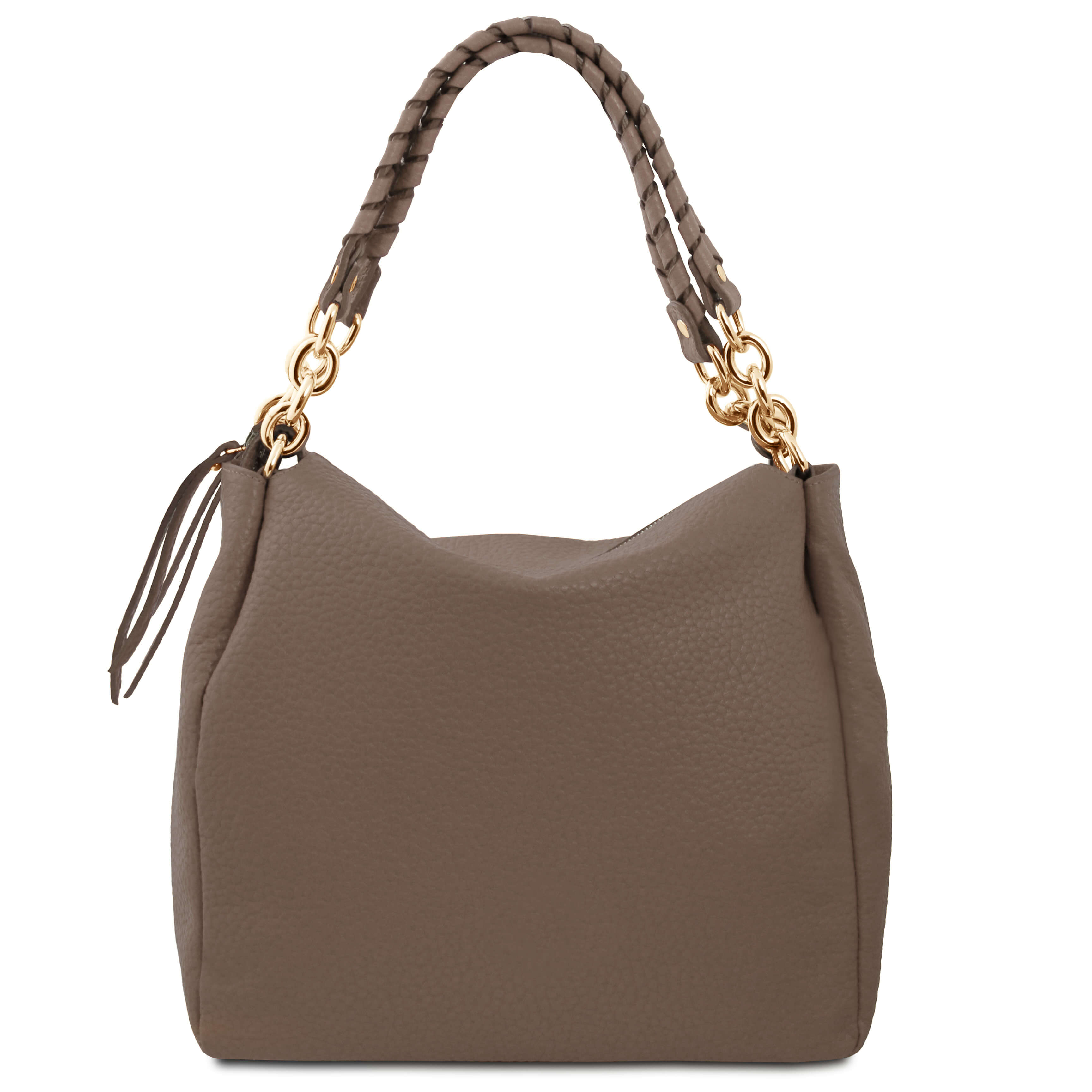 Tuscany Leather shoppers dames Amy TL142385 donkertaupe achterkant