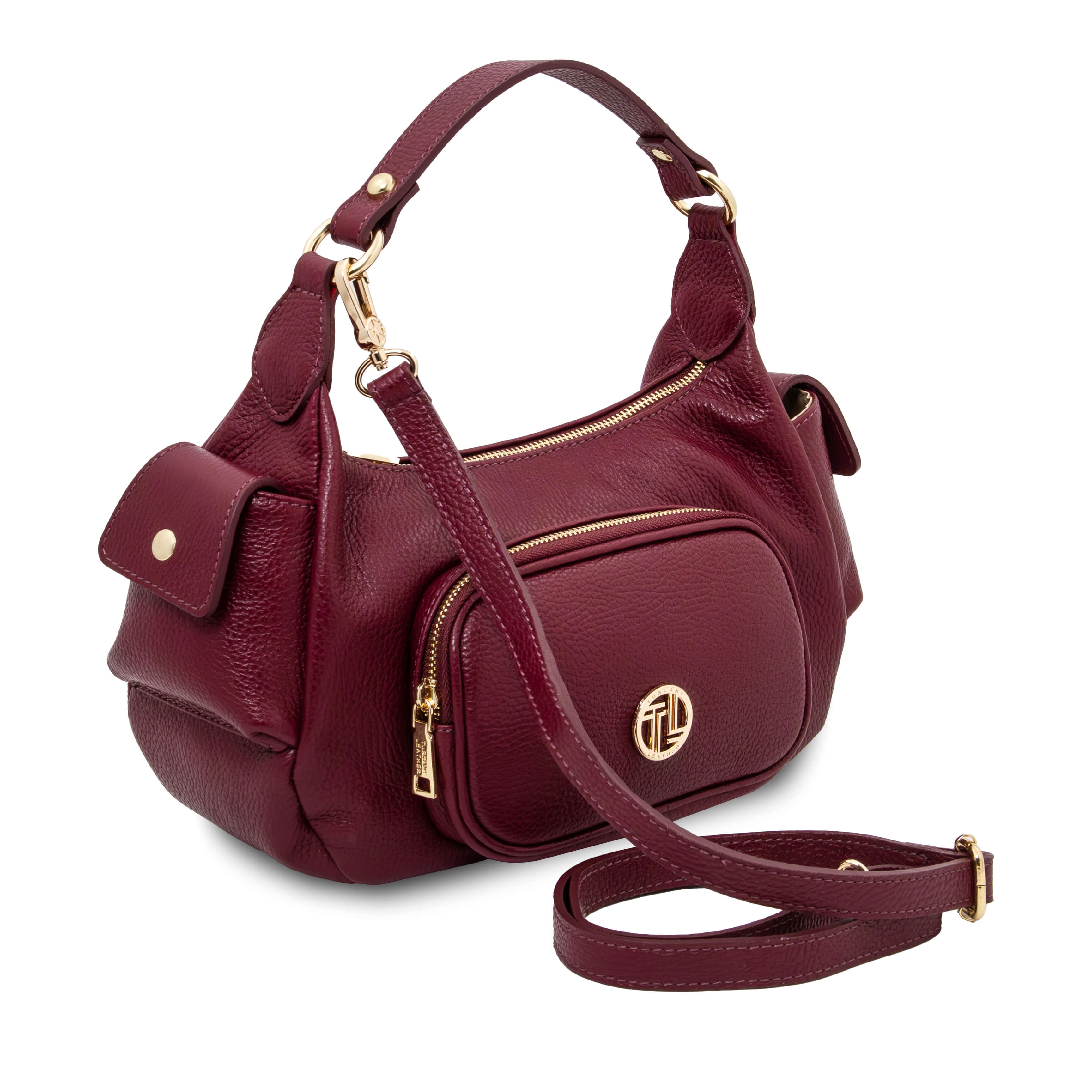 Tuscany Leather handtassen dames Olivia TL142396 bordeaux zijkant