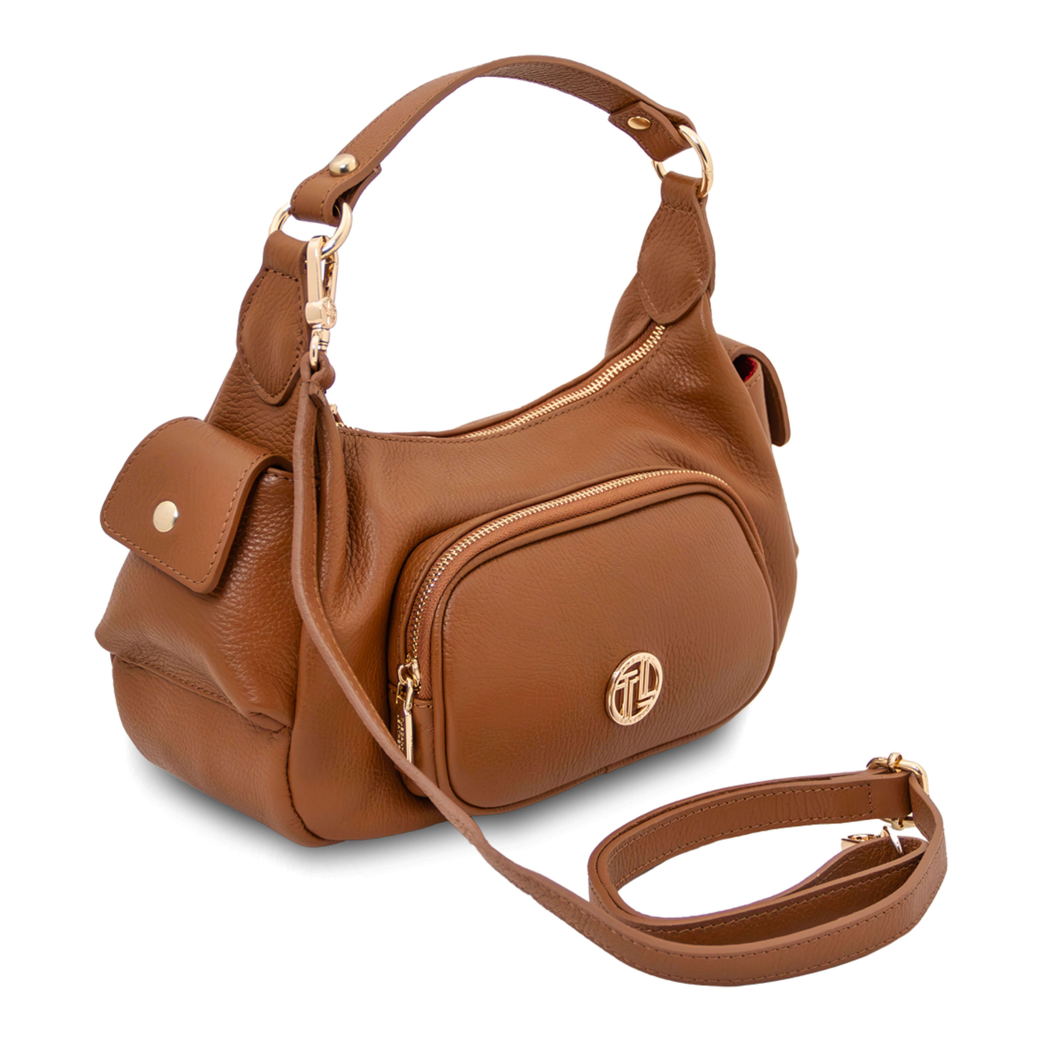 Tuscany Leather handtassen dames Olivia TL142396 cognac zijkant