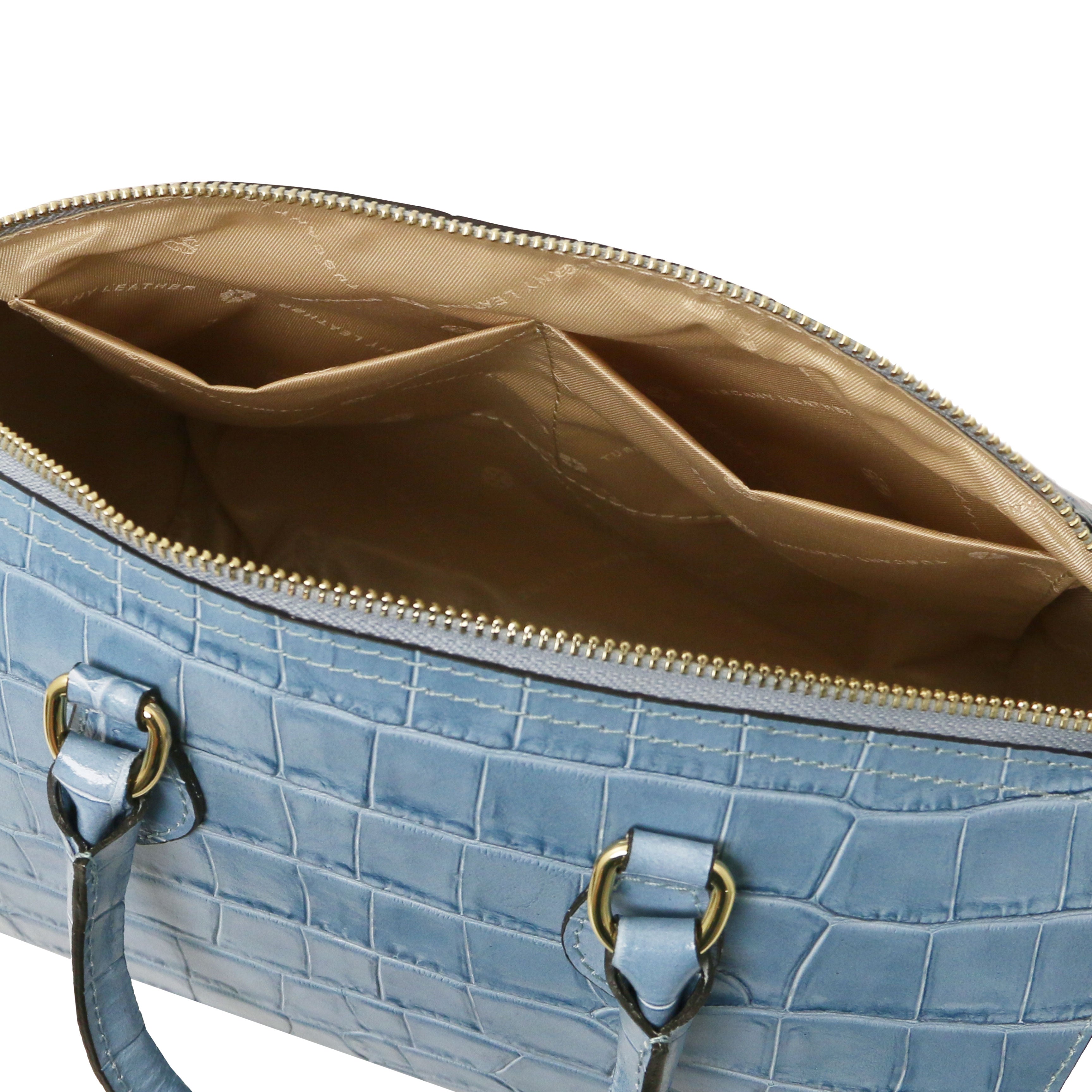 Tuscany Leather handtas Layla croco TL142398 Light Blue binnenvakken