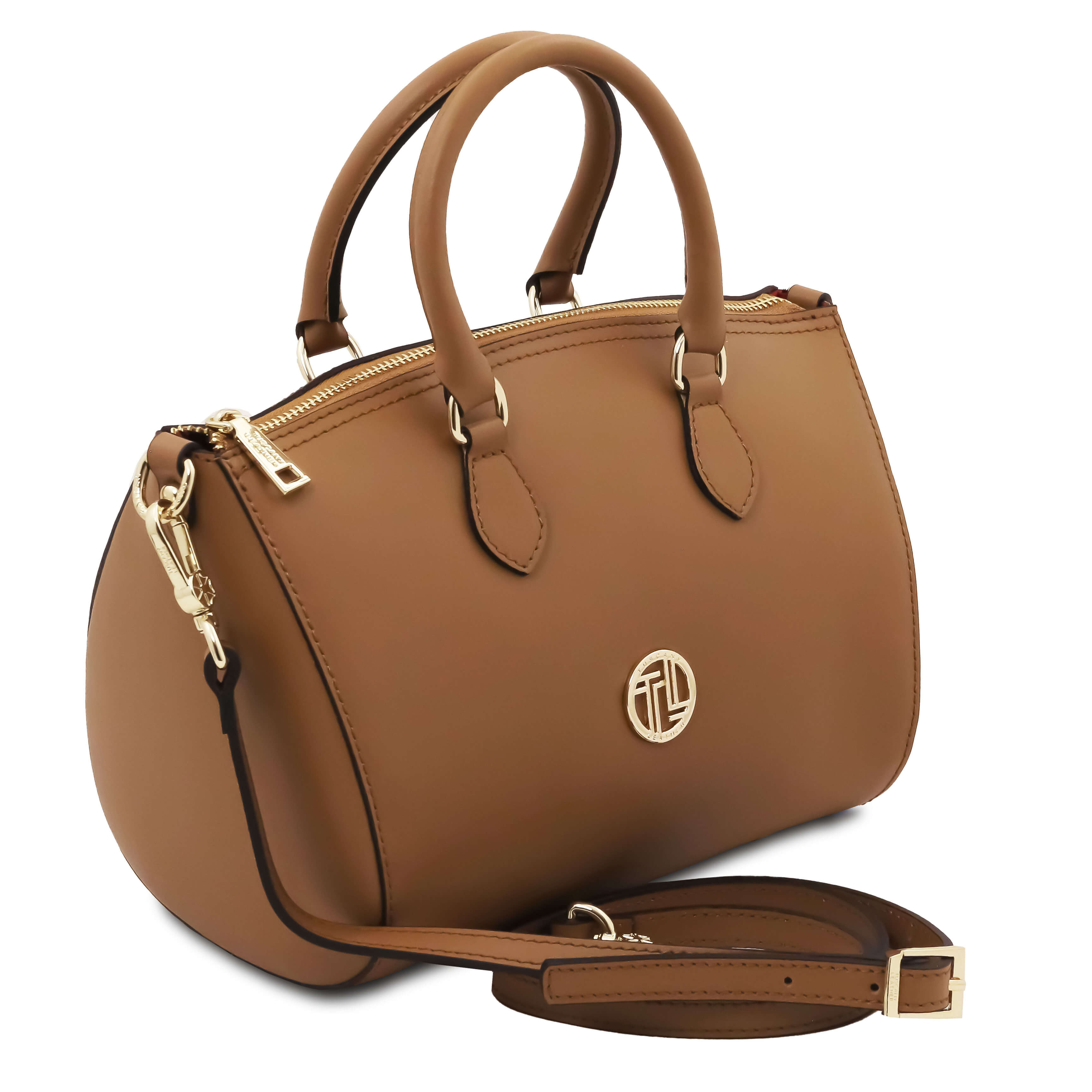 Tuscany Leather handtas Layla TL142399 voor dames cognac zijkant