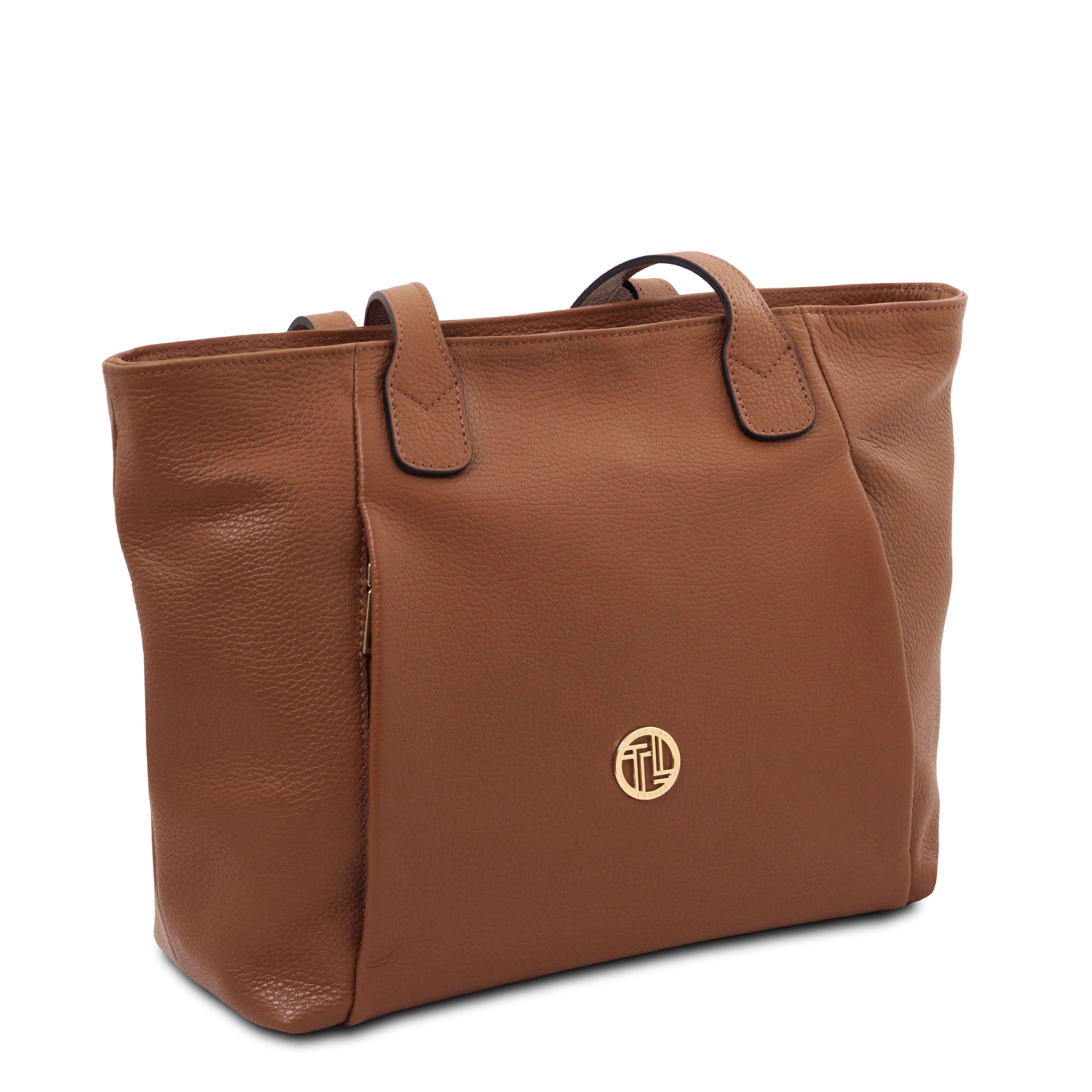 Tuscany Leather shoppers dames Blake TL142411 cognac zijkant