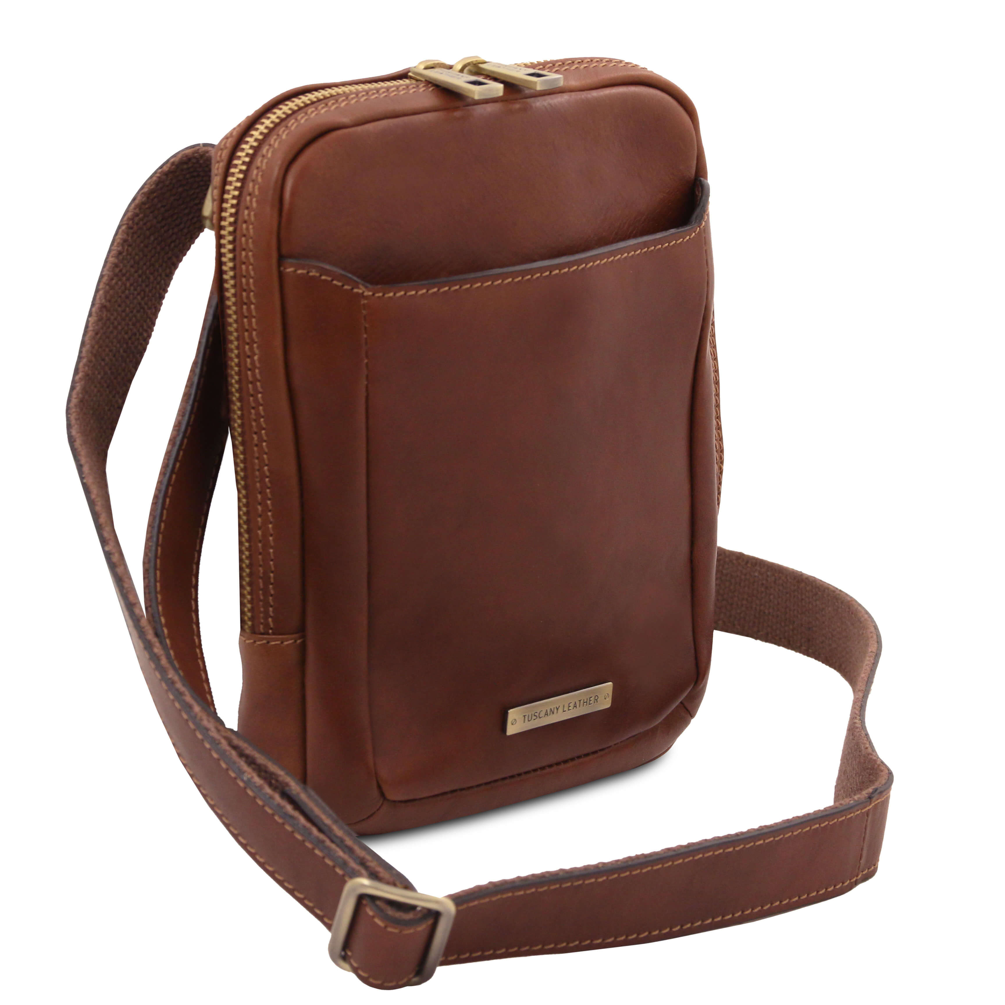 Tuscany Leather crossbodytassen heren Mark TL142428 brown zijkant