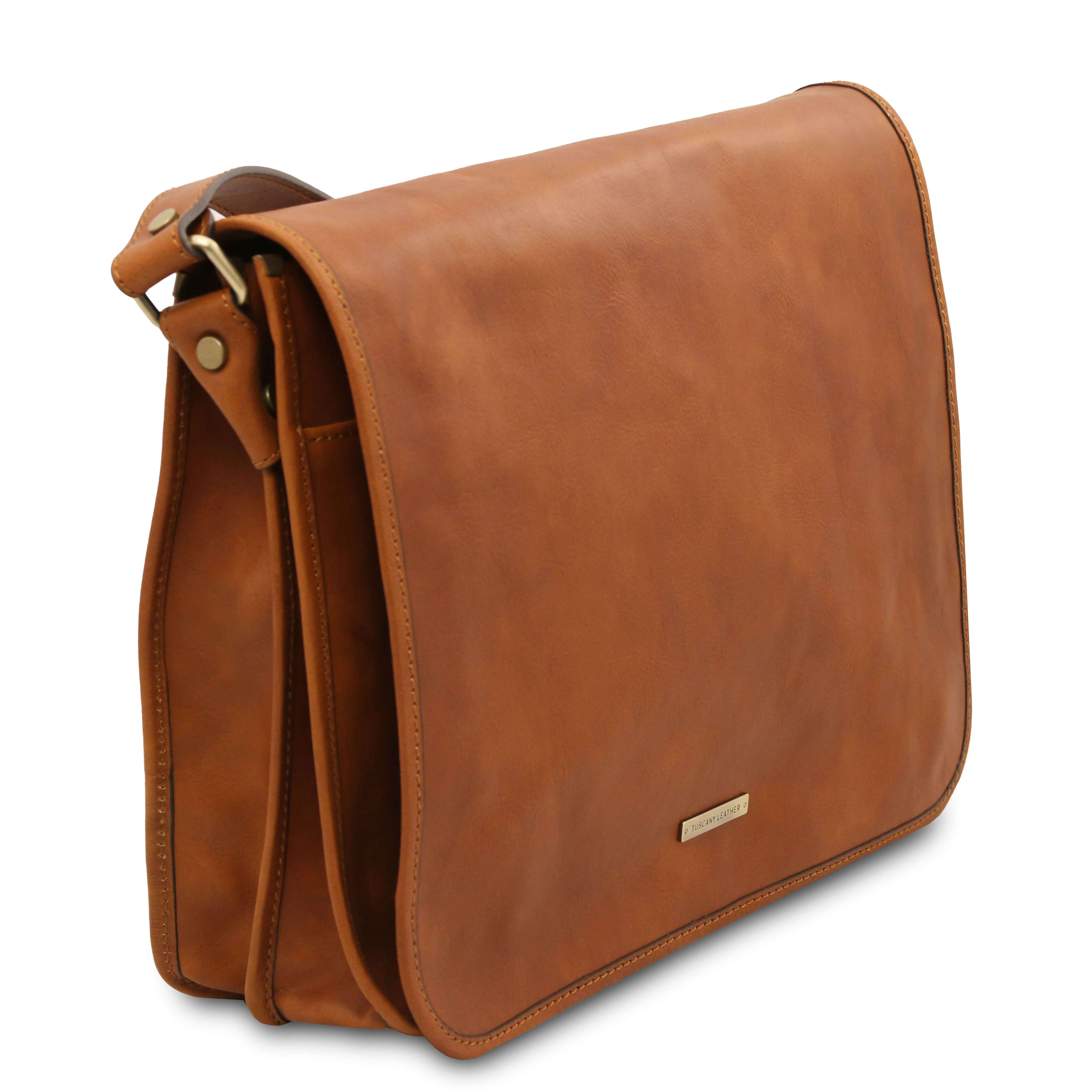 Tuscany Leather TL Messenger bags heren TL142430 natural zijkant