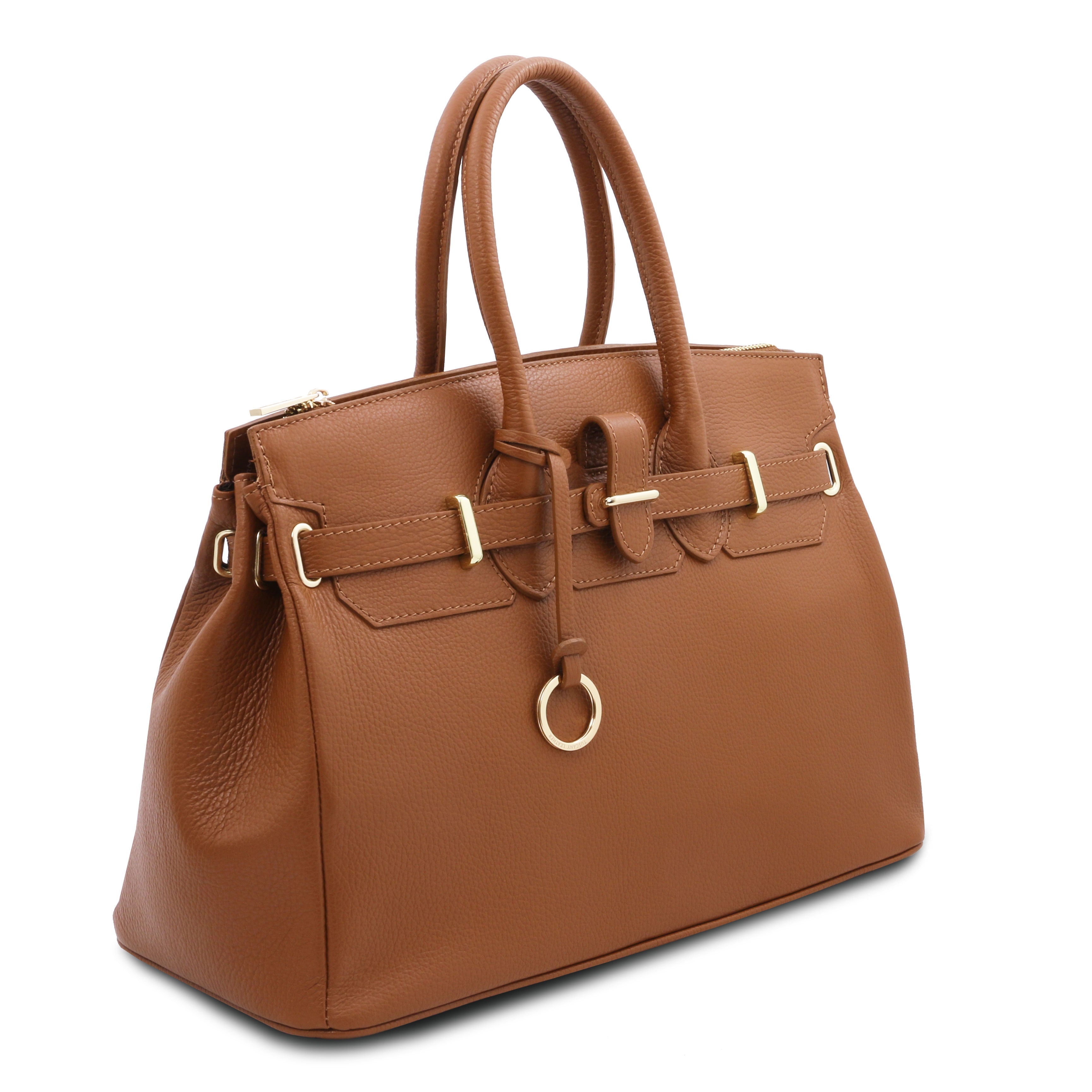 Tuscany Leather handtas leer TL Bag 141529 cognac zijkant