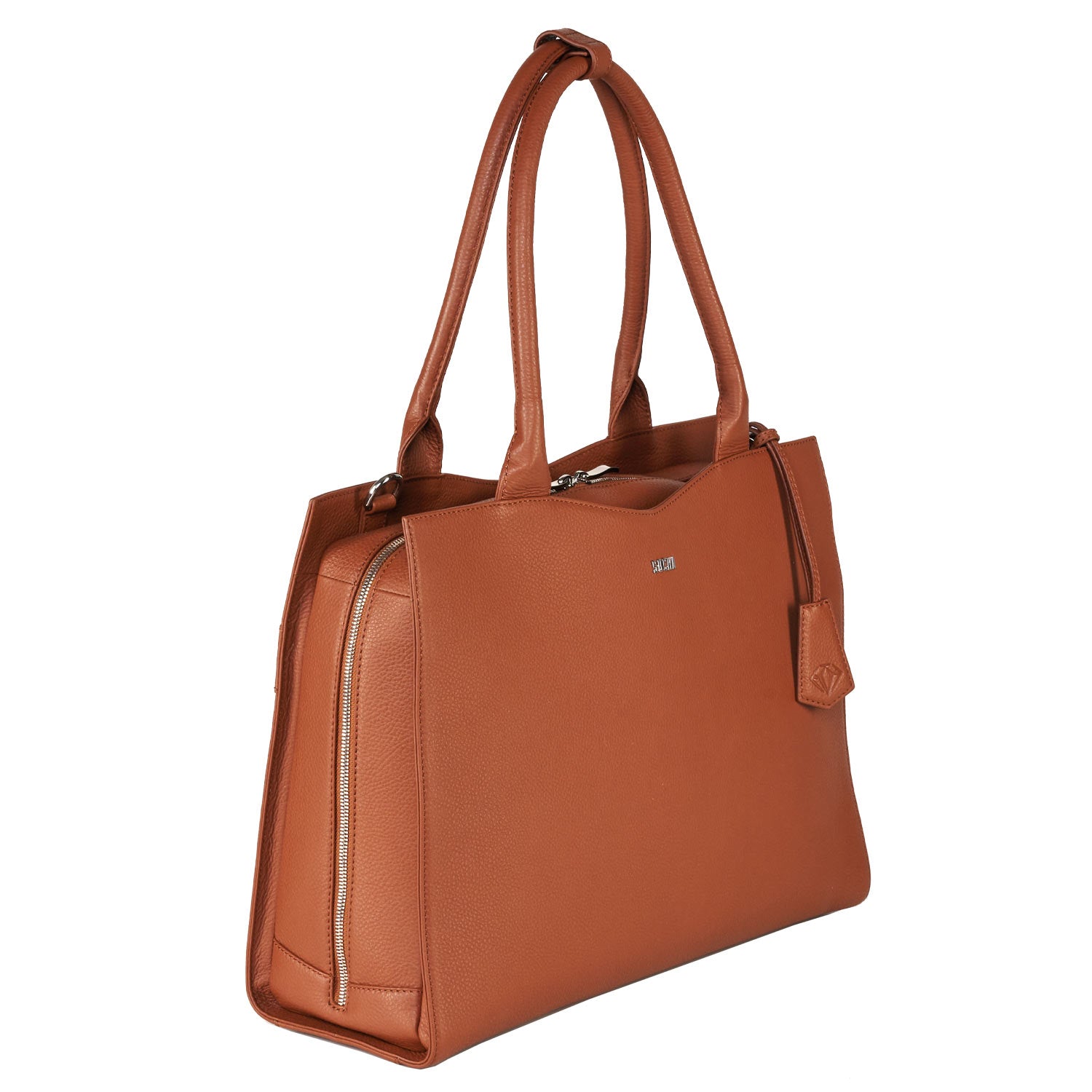 Socha laptoptas leer Diamond Edition 15.6 cognac zijkant tas