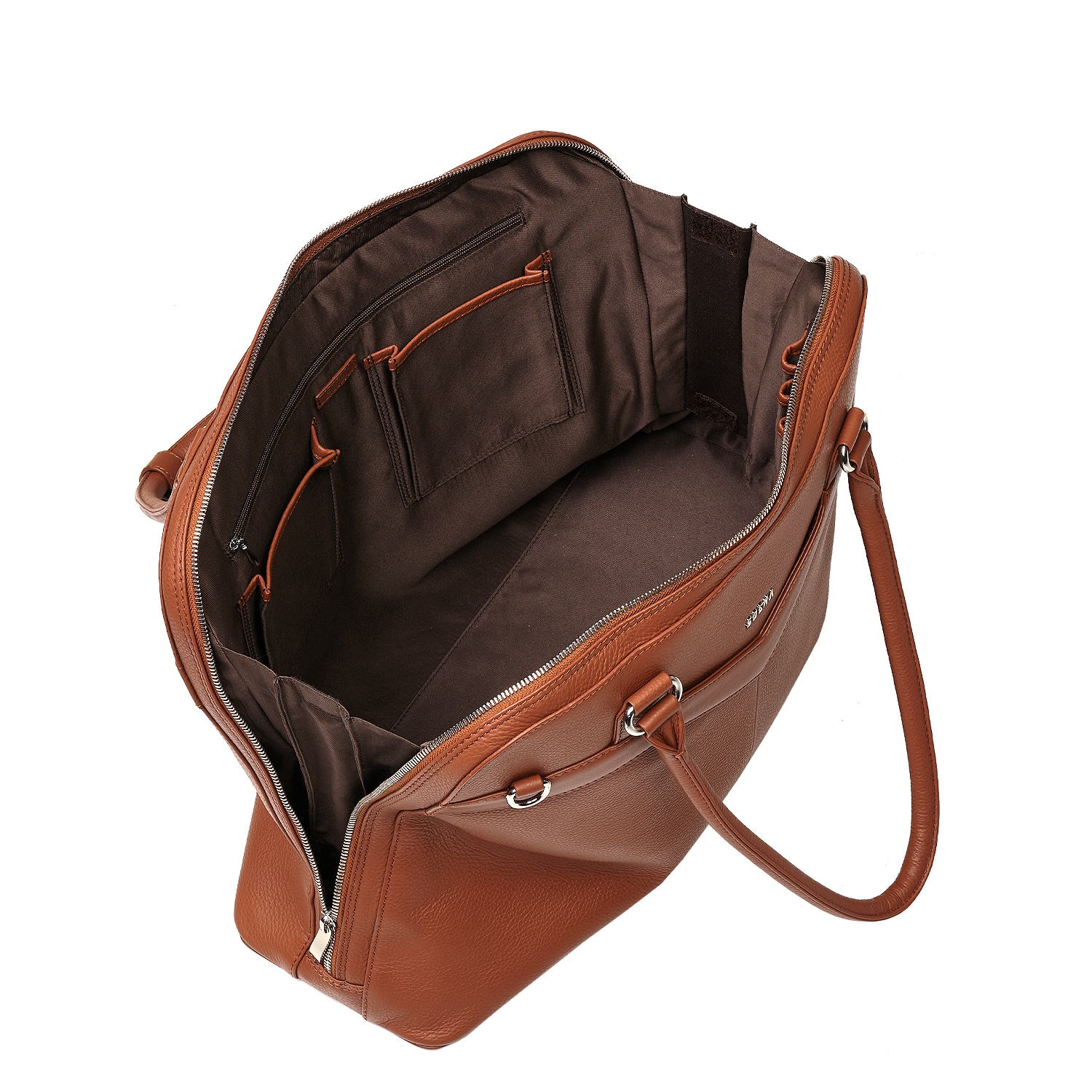 Socha laptoptas leer Diamond Couture 15.6 cognac binnenkant tas