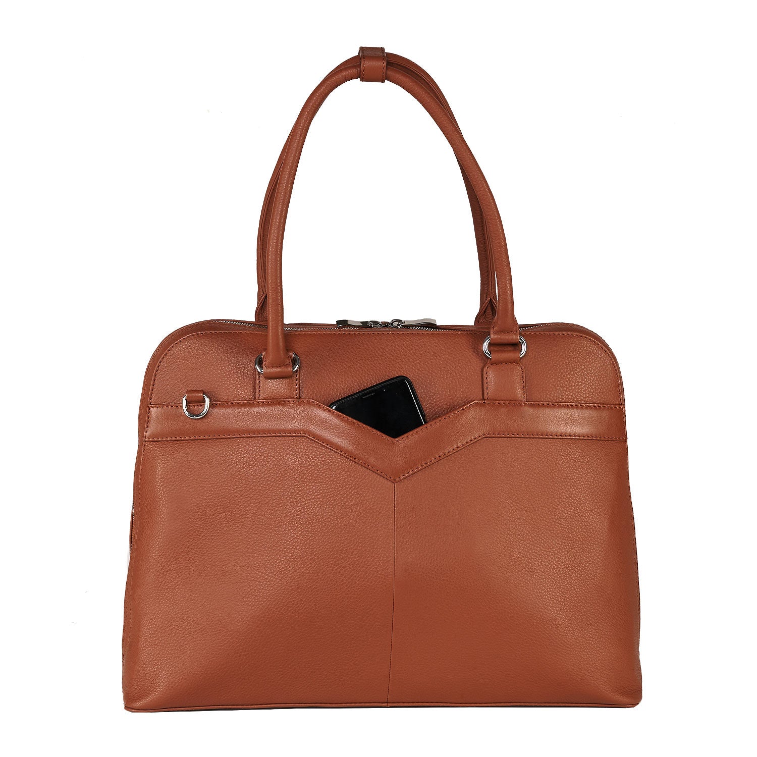 Socha laptoptas leer Diamond Couture 15.6 cognac telefoonvak tas